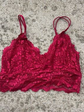 Floral Lace Bralette in Rich Berry Red